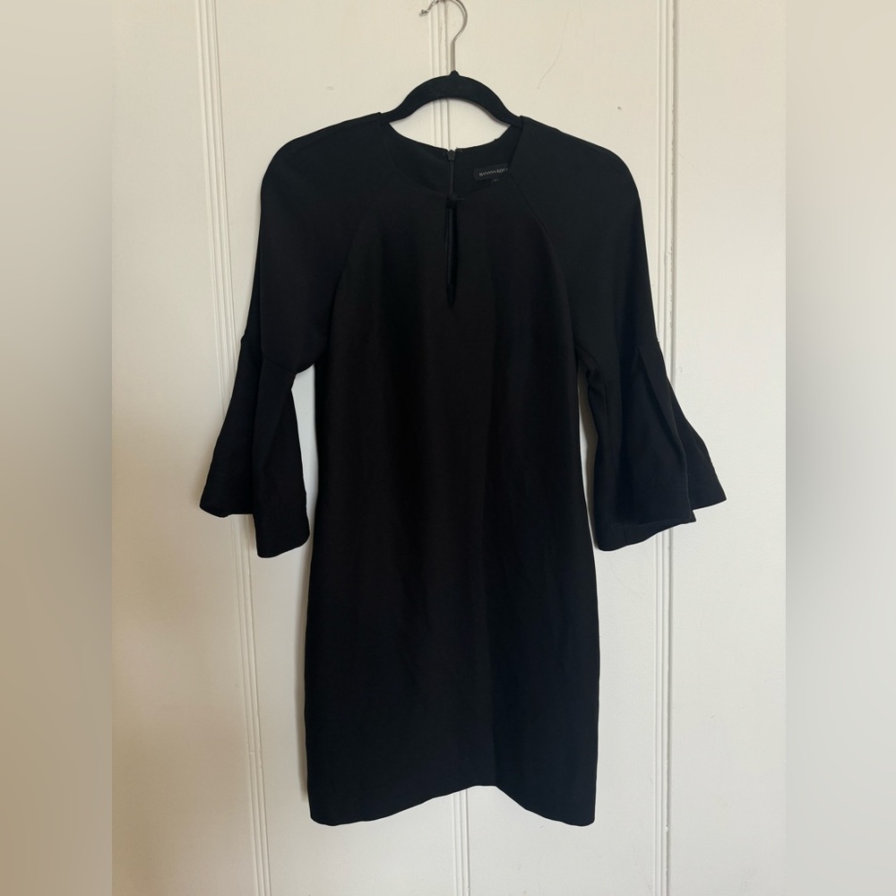 Banana Republic Bell Sleeve Keyhole Dress, Black, Size 4 Petite